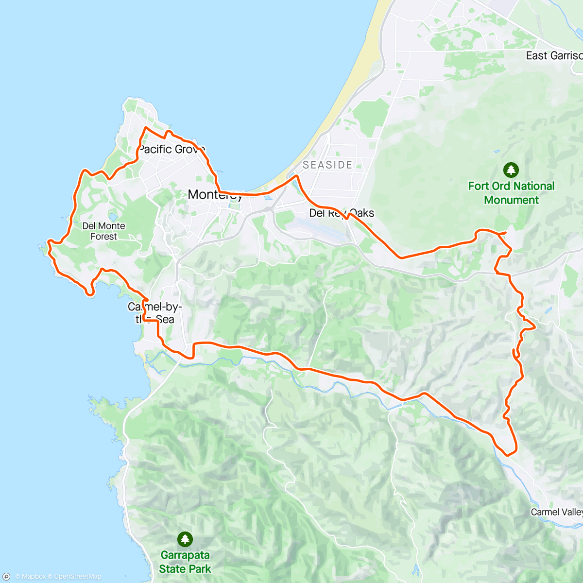 Map of the activity, Monterey Peninsula loop and the Sea Otter Festival