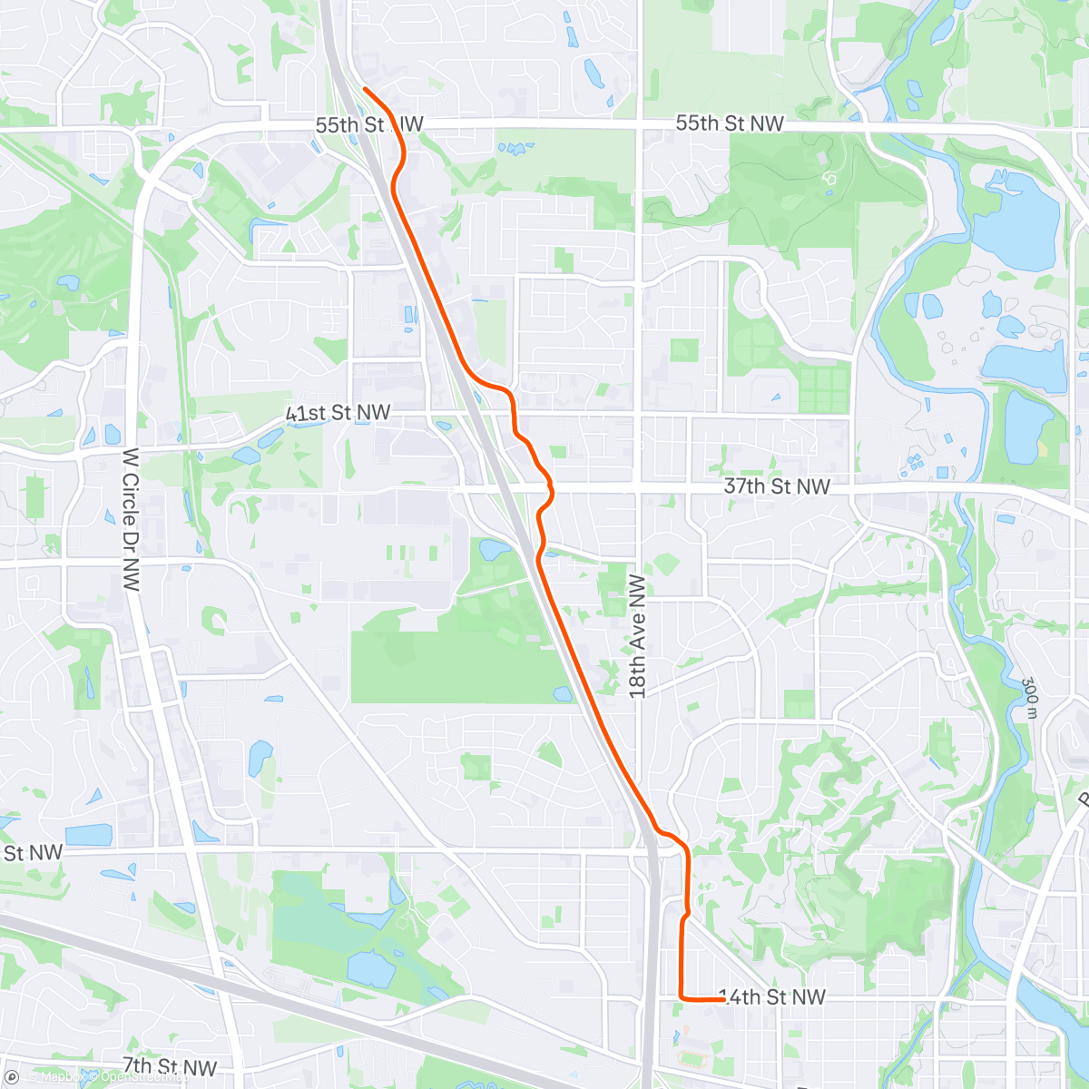 Map of the activity, Morning Commute to the Bike Shop