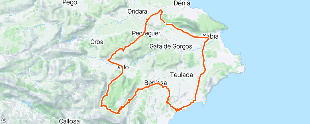 Map of the activity, Sunset ride