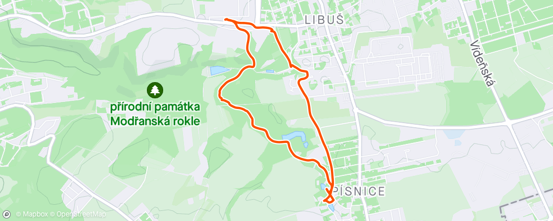 Map of the activity, Odpoledne v Modřanský rokli 🙌🏻