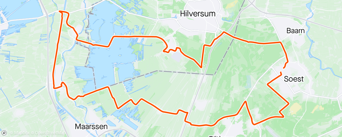 Map of the activity, Herstel rit lagehartslag d1 en 30% d2 van de Garmin