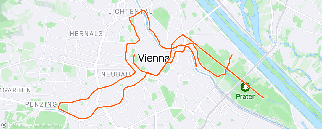 Map of the activity, Vienna city marathon (3,25)