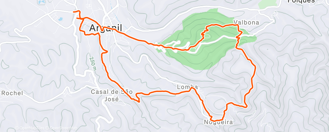 Map of the activity, Corrida em trilho matinal