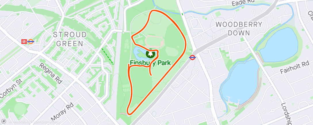 Map of the activity, Finsbury parkrun
