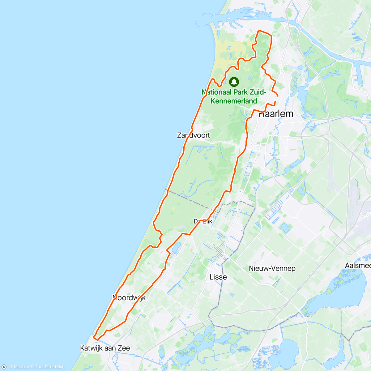 Map of the activity, Fietsen met neef.