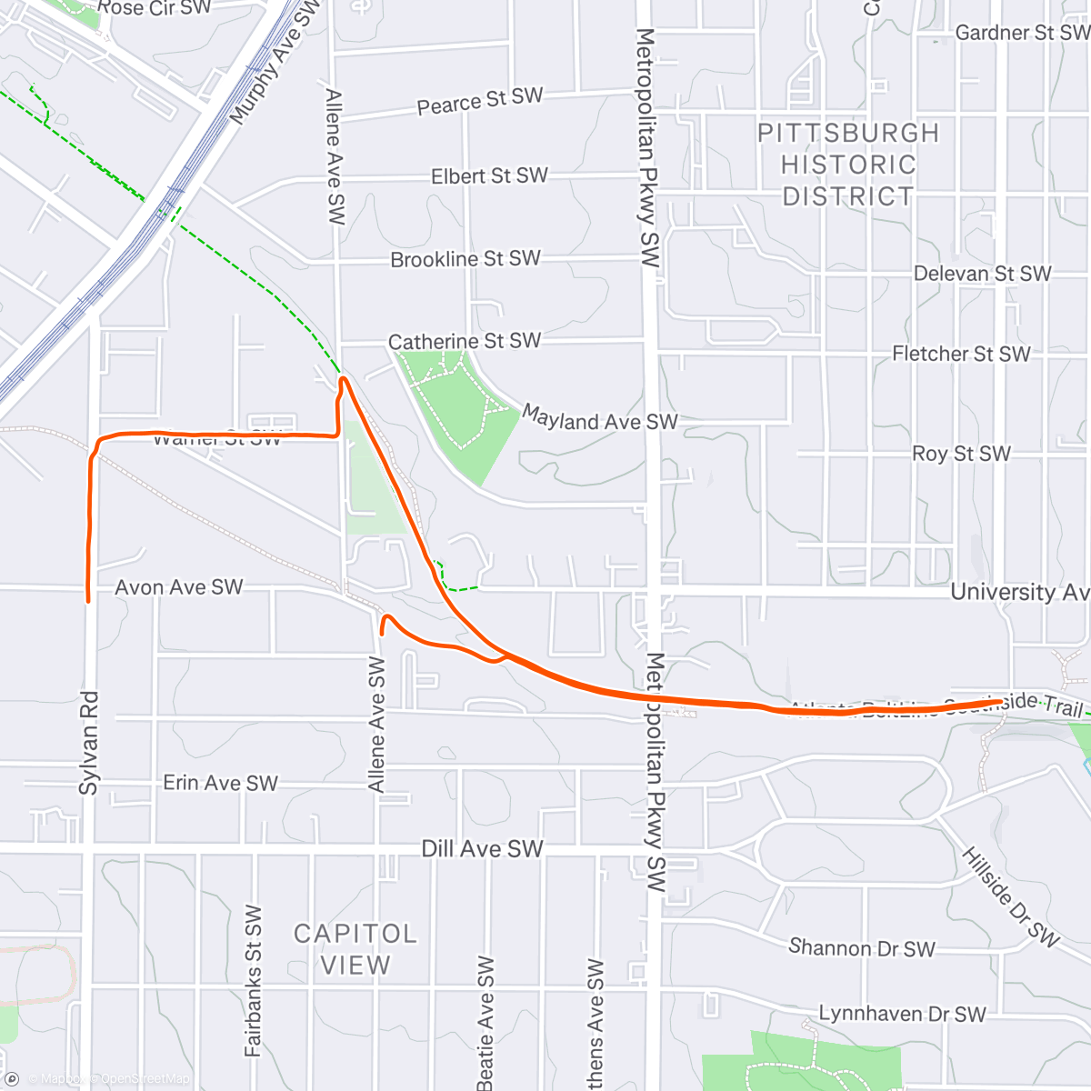 Map of the activity, Run with Dev