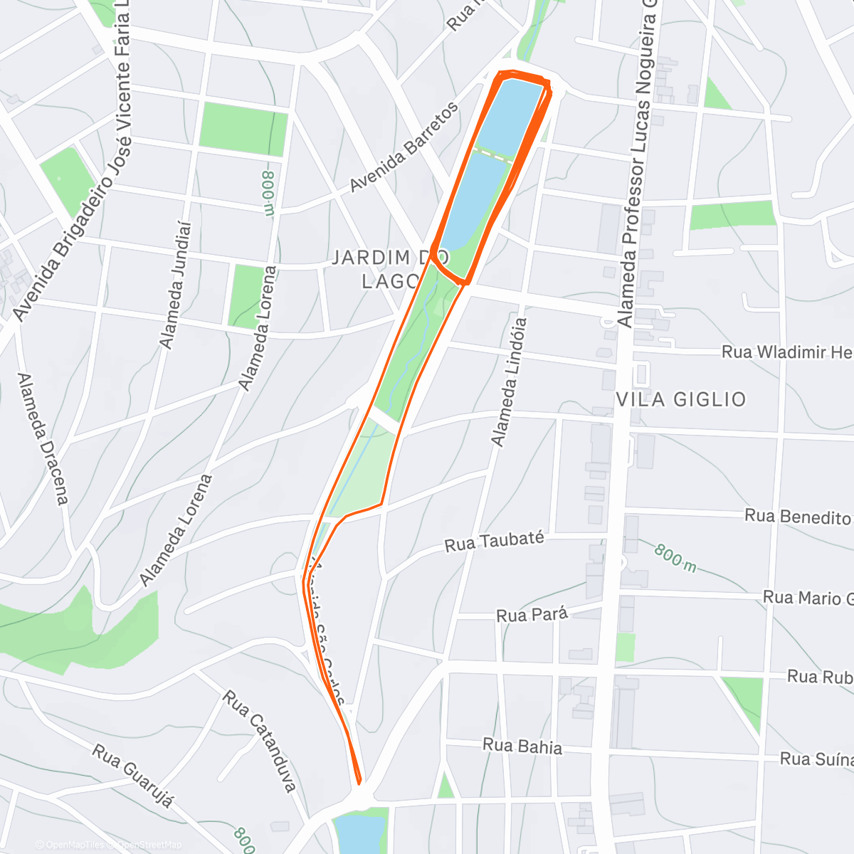 Map of the activity, 5x 600m