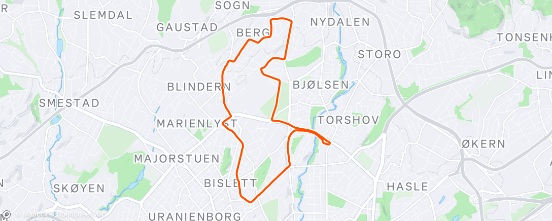 Map of the activity, Night Run