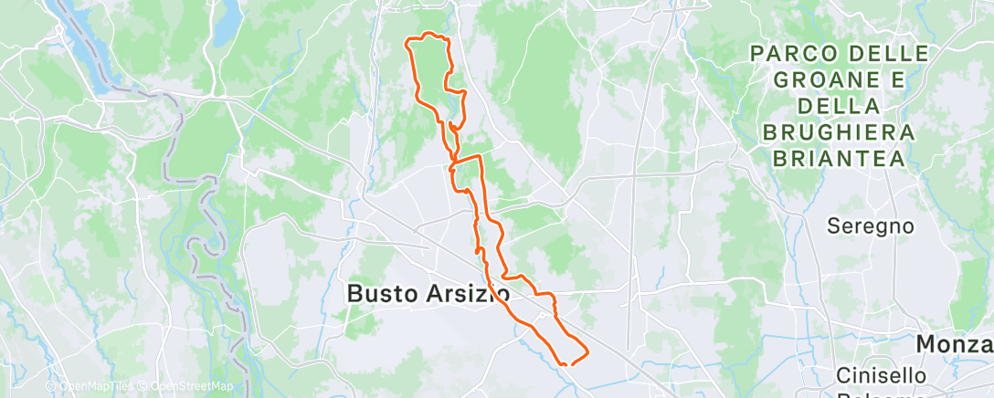 Map of the activity, Pedalata pomeridiana