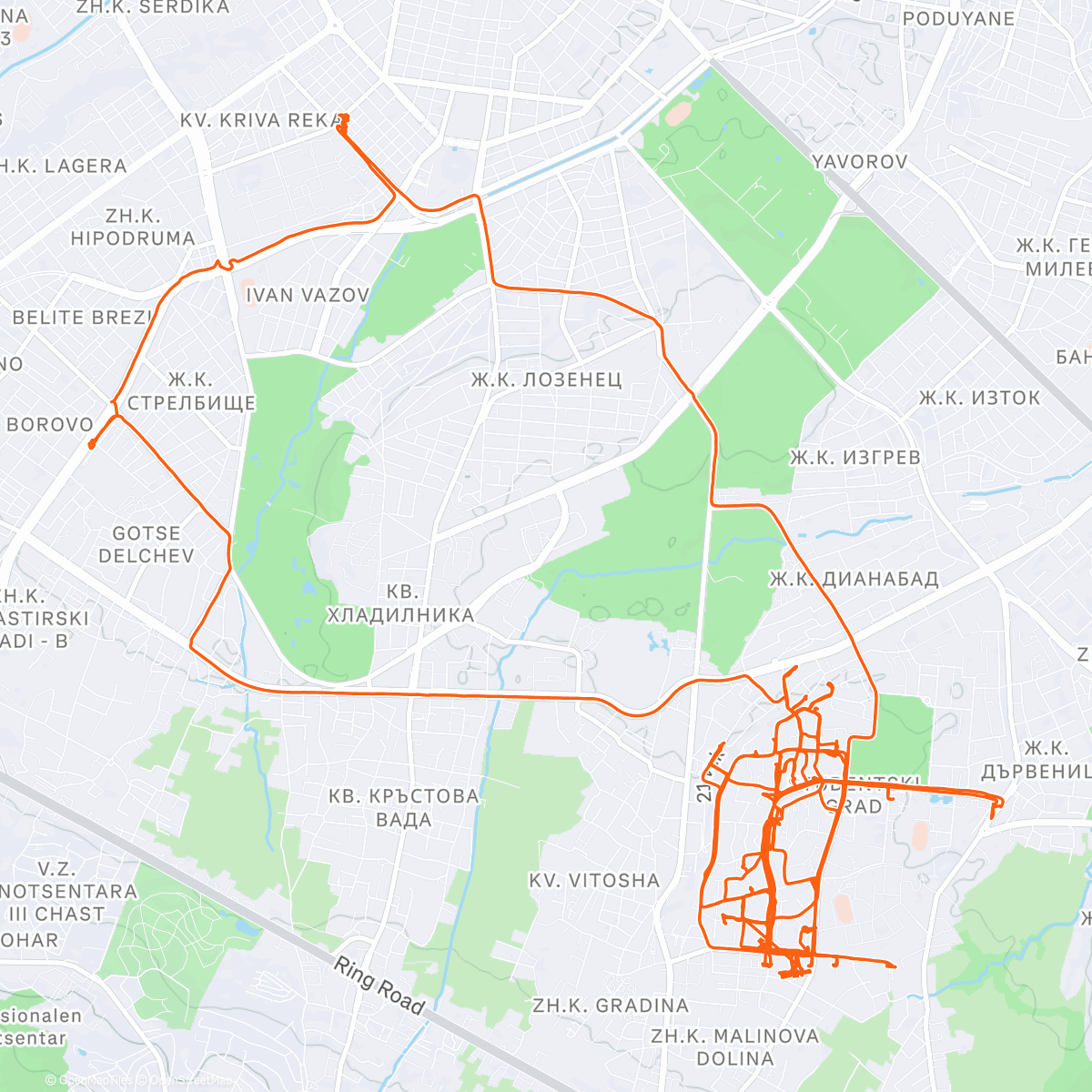 Map of the activity, Плуване - Глово 5:30