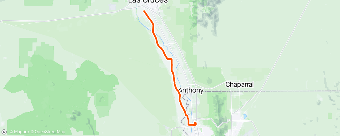 Map of the activity, I rode to Mesilla but computer stop in Mesilla finally I rode. a 100 KM