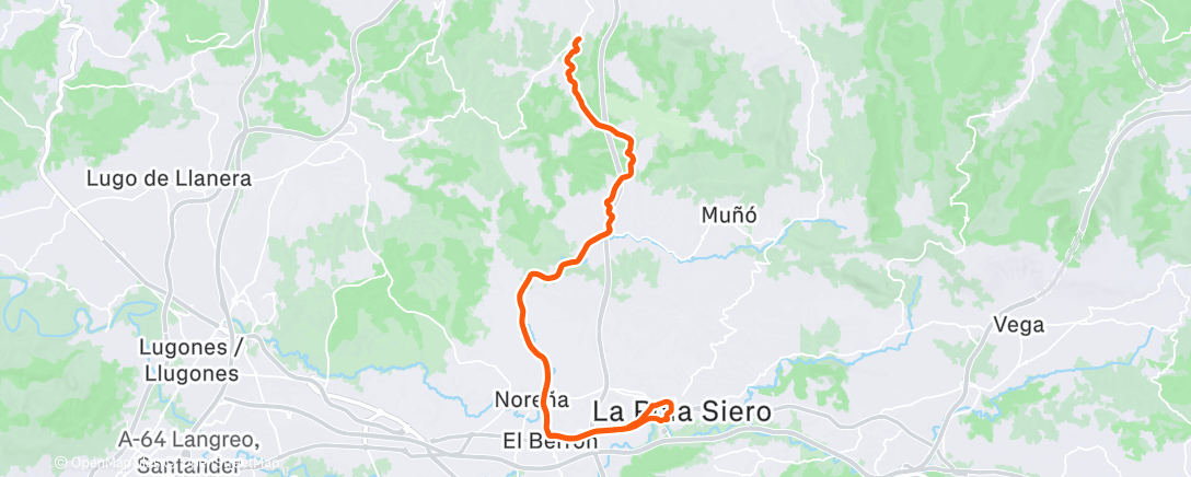 Map of the activity, Bicicleta a la hora del almuerzo