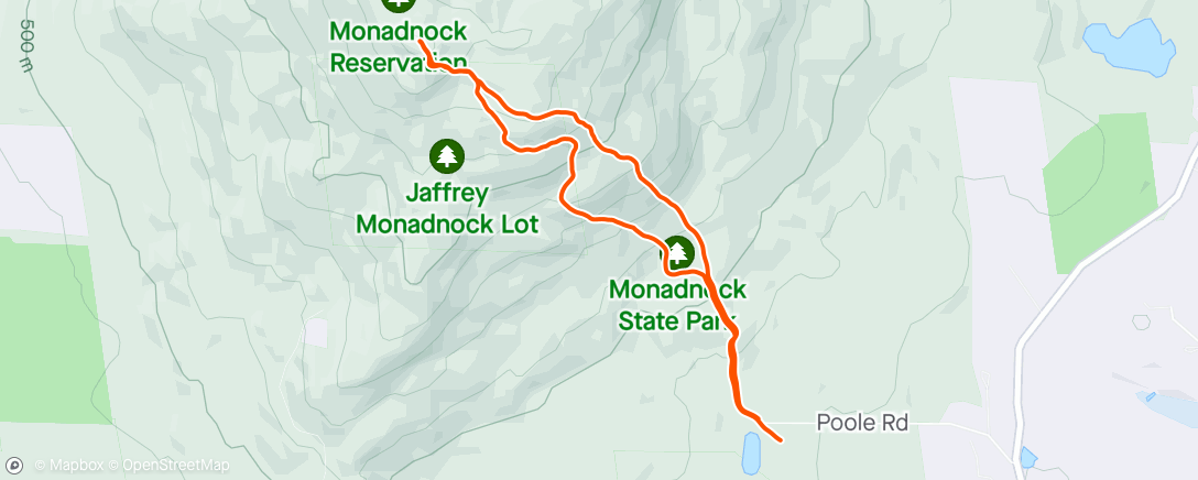 Map of the activity, Monadnock hike
