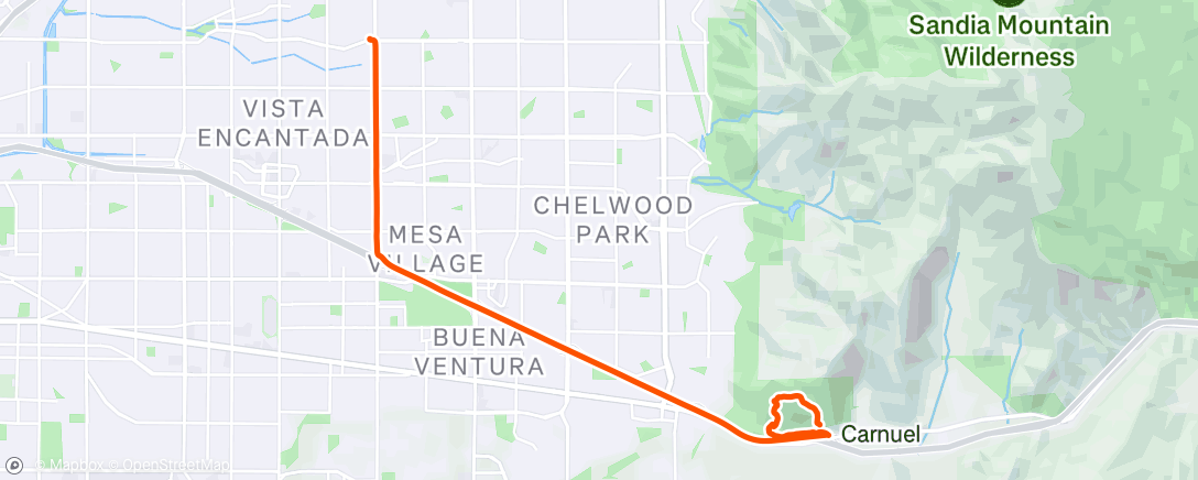 Map of the activity, Lunch Trail Run