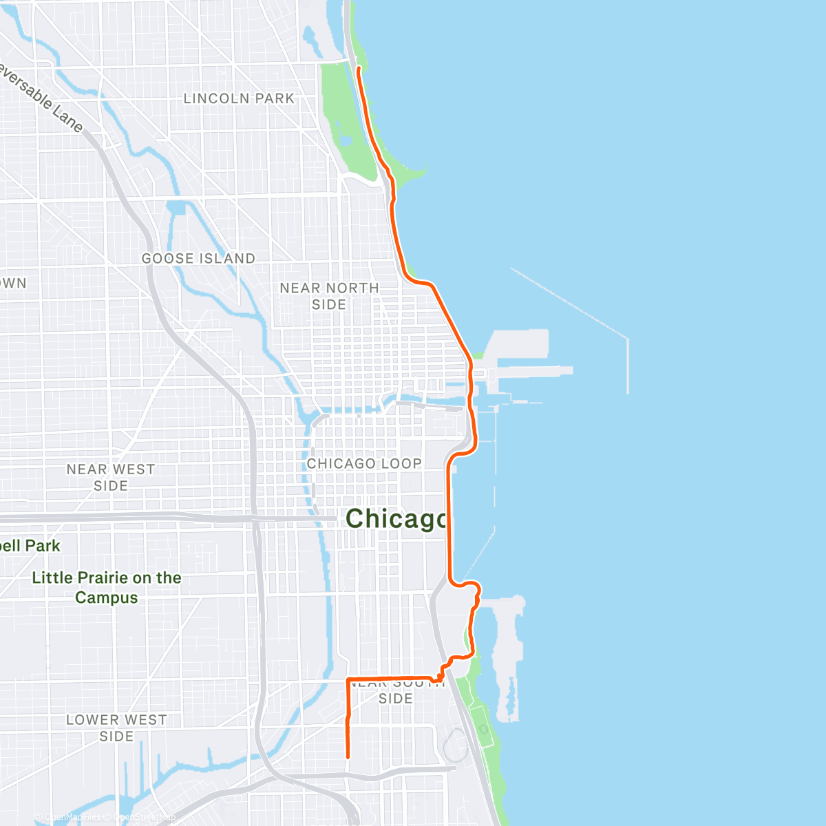 Map of the activity, Lakeshore to China Town