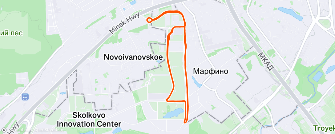 Map of the activity, Дневной забег