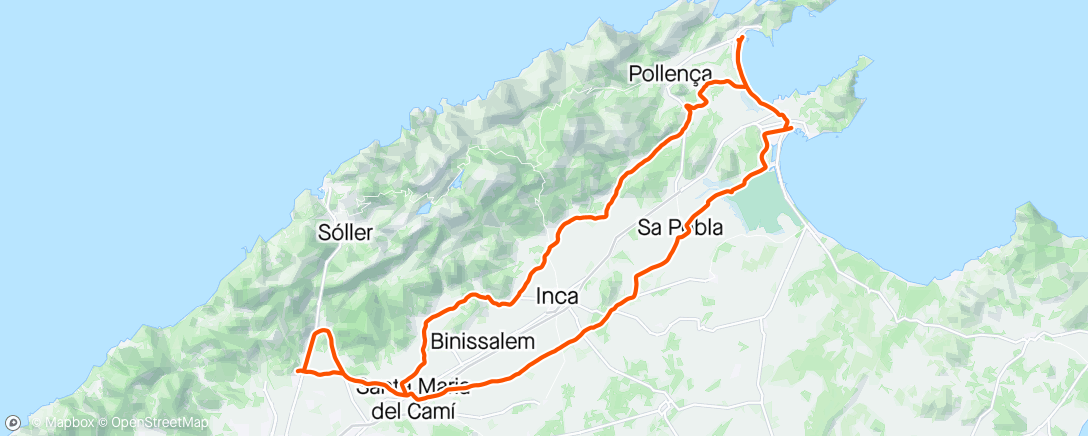 Map of the activity, Mallorca 2024 d6. Skippet fjellene med Rune