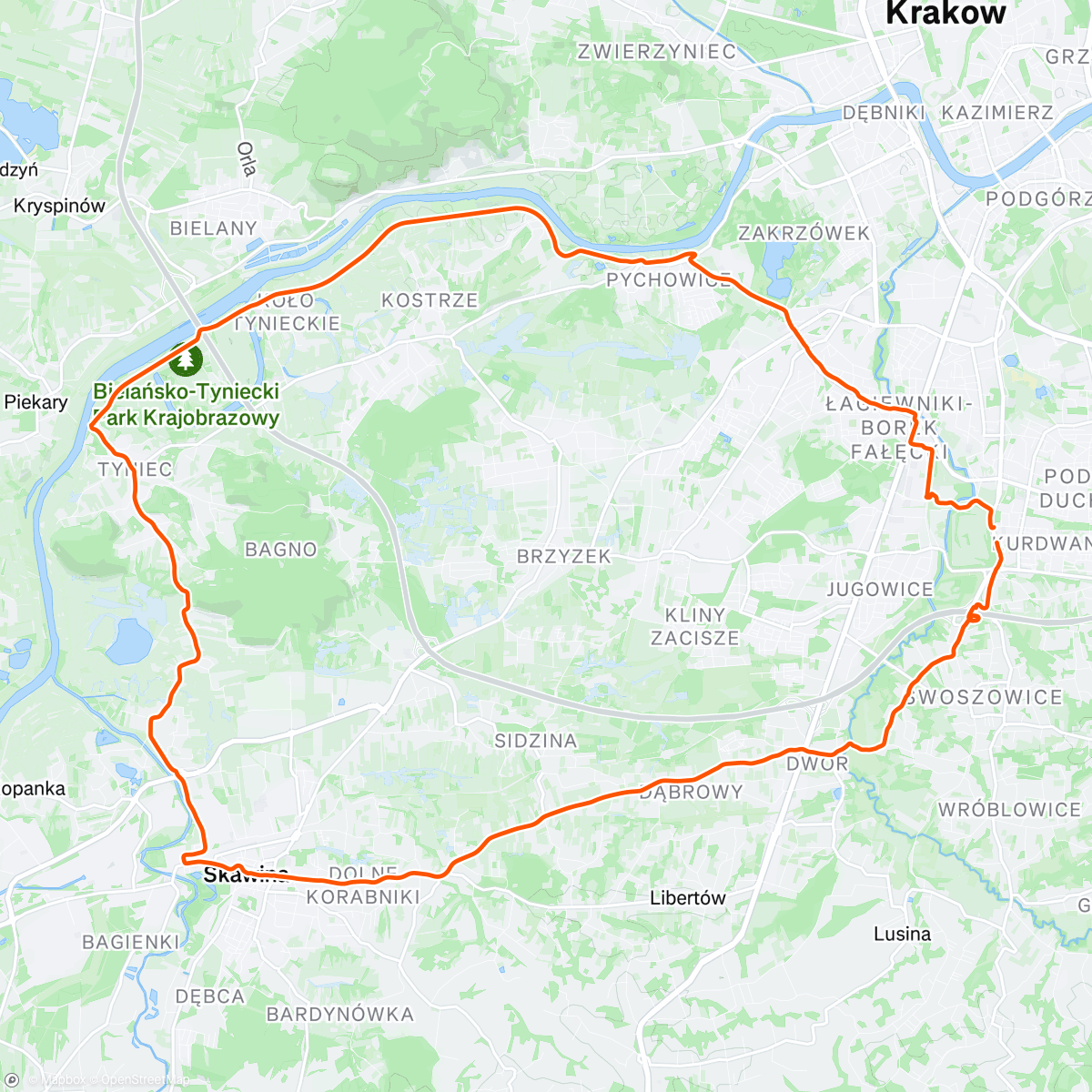 Map of the activity, Cycling