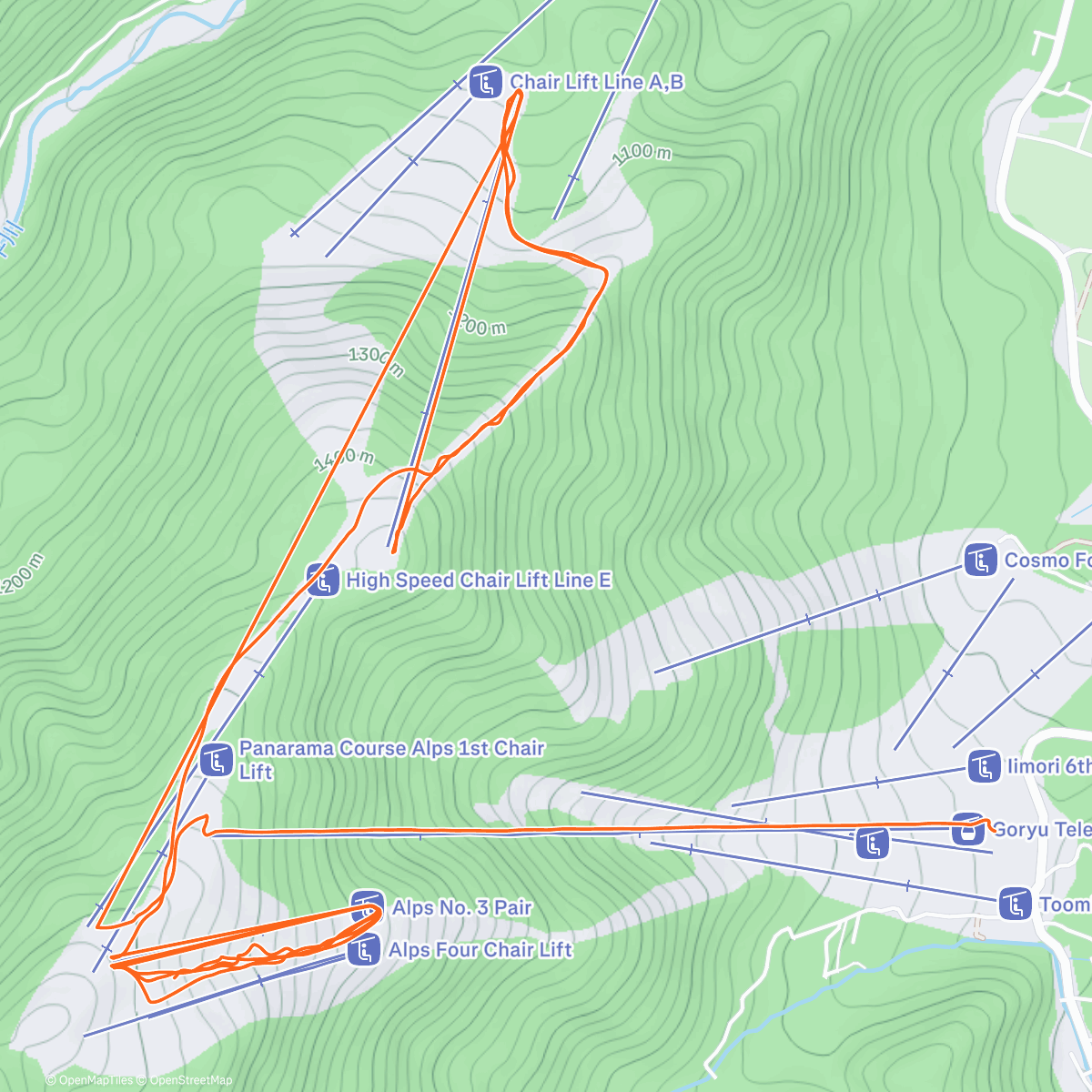 Map of the activity, Morning Snowboard