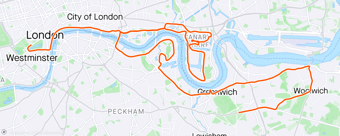 Mappa dell'attività LONDON MARATHON 2:58:06 - Course best time by 17 seconds