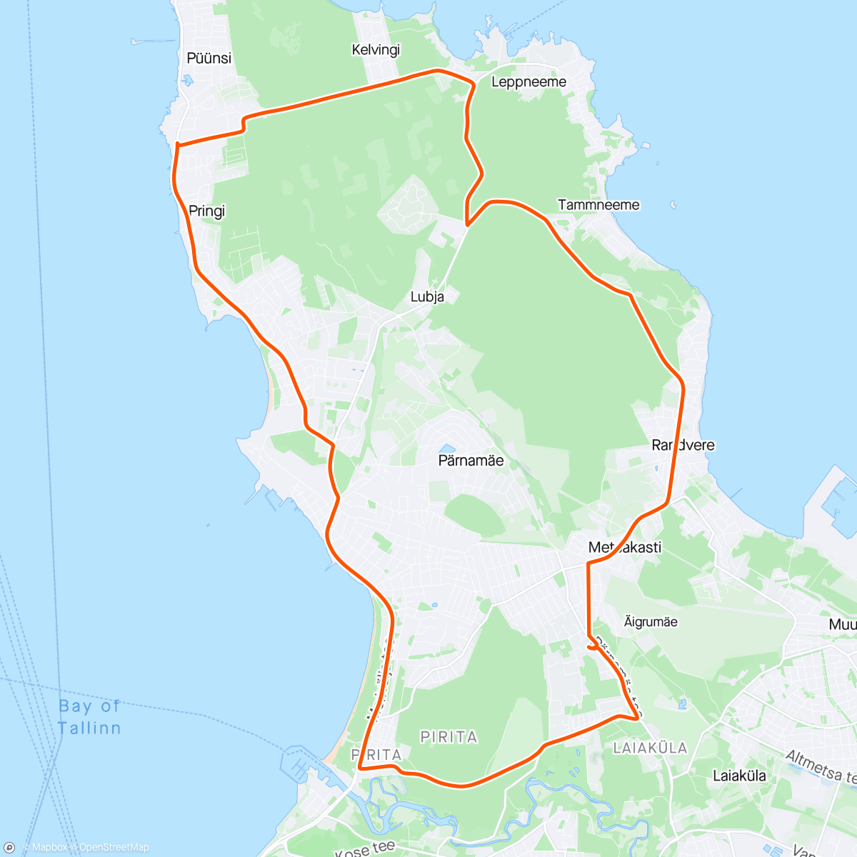 Map of the activity, Viimsi Evening Ride