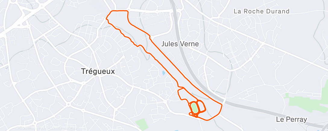 Map of the activity, Piste également bien glissante, on se rebat sur une boucle sur sol souple & vallonée avec des relances 🔃