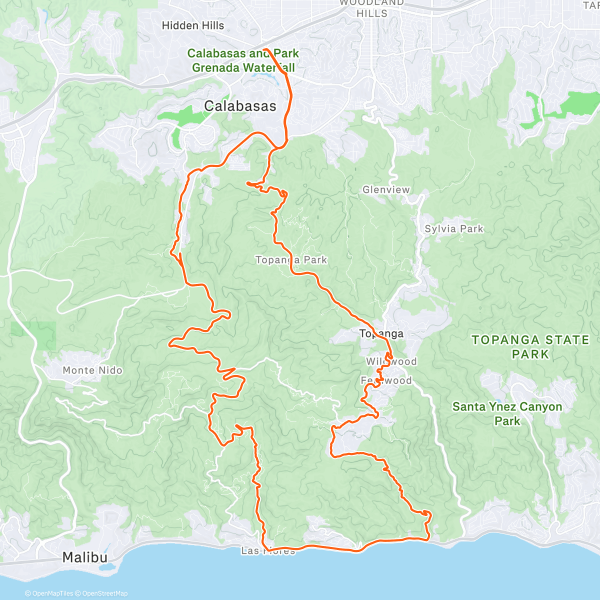 Map of the activity, Mulholland Drive with Hummingbird Fuel