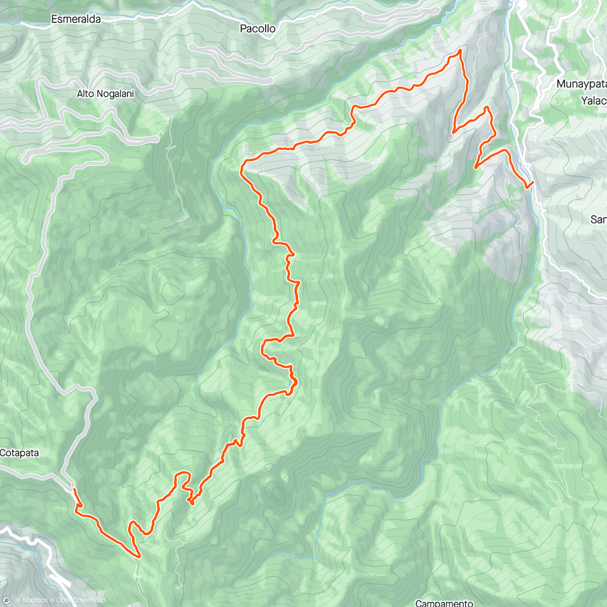 Map of the activity, Death Road Out & Back Yolosa, Bolivia