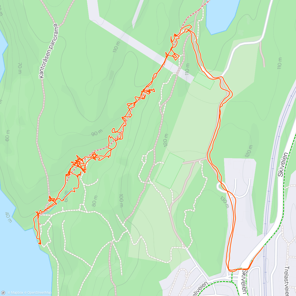 Map of the activity, Slow afternoon walk down to Gjersjøen for a swim☀️🥶