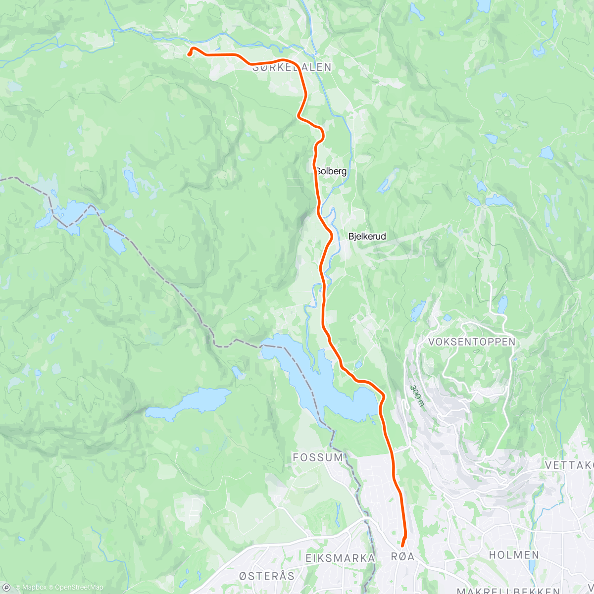 Map of the activity, Sørkedalen med Team Merida Norge