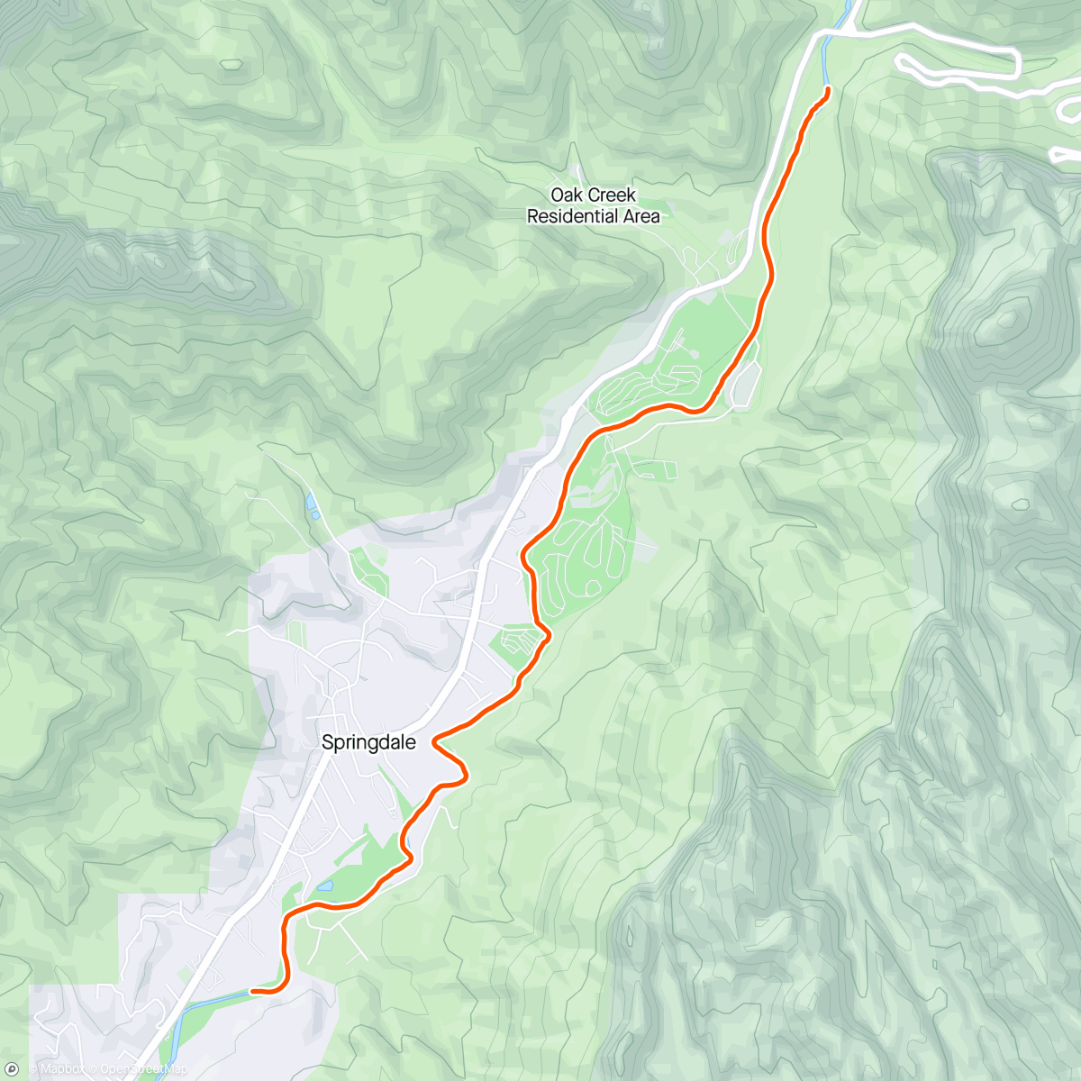 Map of the activity, North Fork Virgin River Canyon Junction to Springdale 340 cfs