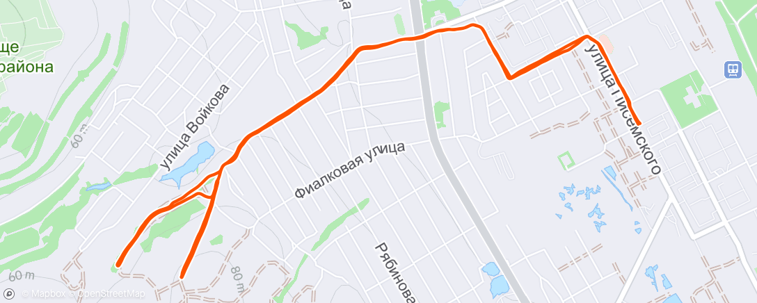 Map of the activity, Разминка 3,5 км, 10х450/450 в гору, заминка
