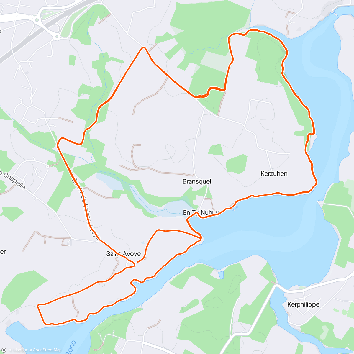 Map of the activity, Trail de pluneret