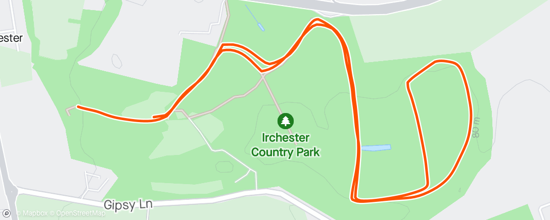 Map of the activity, Irchester Parkrun - next week we are NOT doing trail. Or gradient!