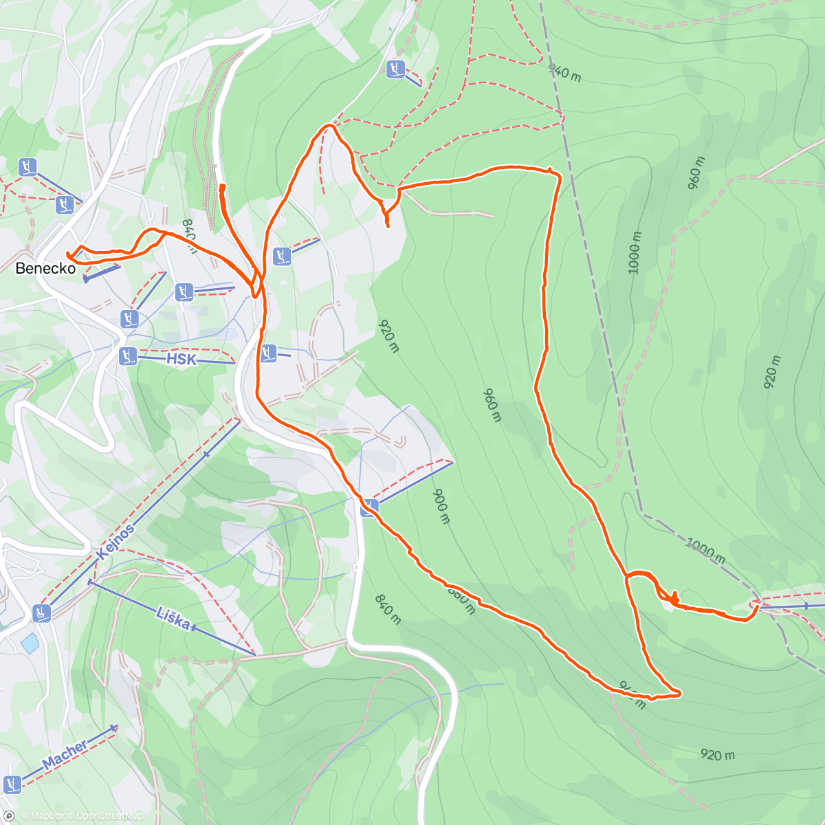Map of the activity, Benecko -> Žalý 🏔️☀️