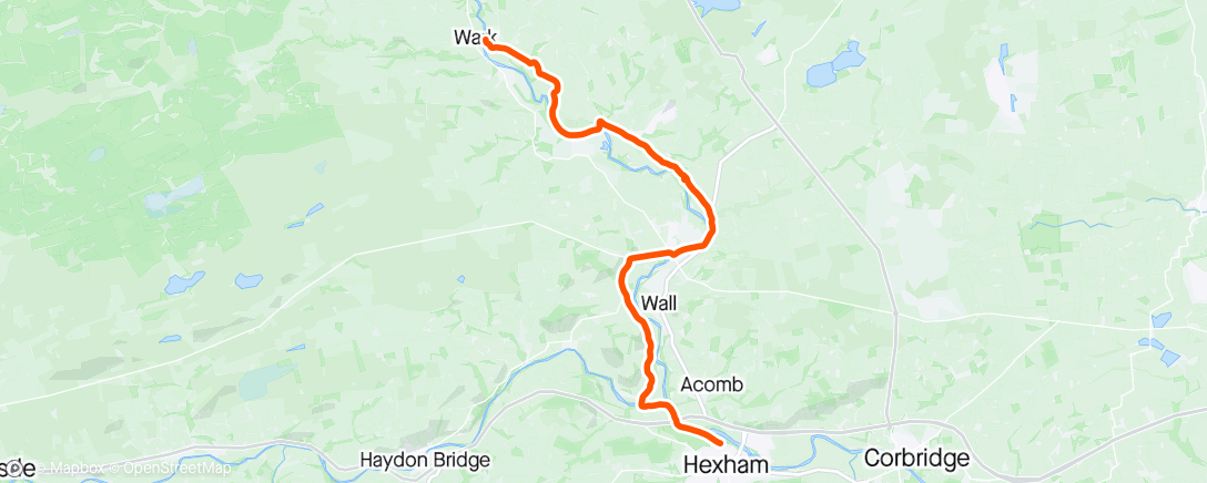 Map of the activity, North Tyne trail - Day 3