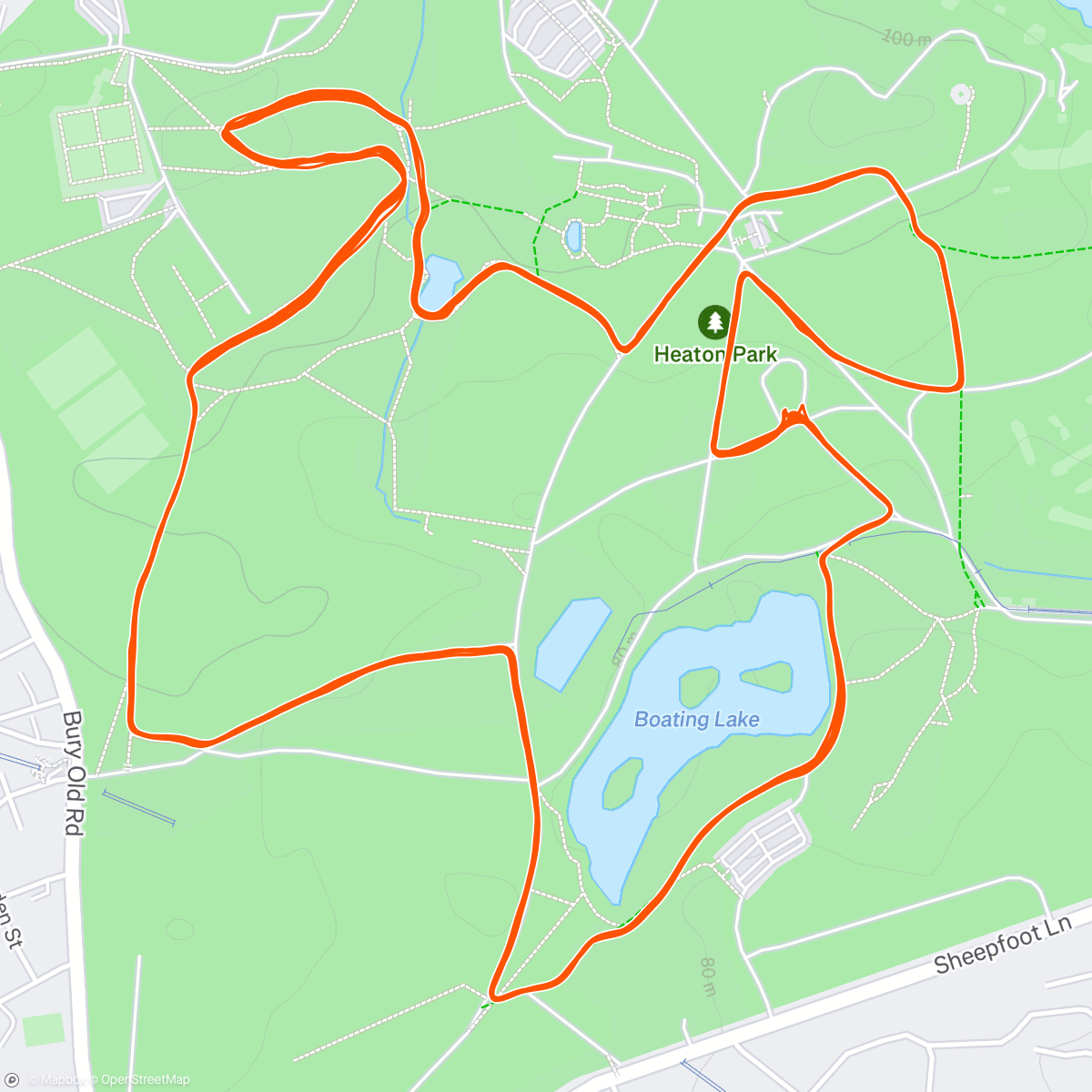 Map of the activity, Heaton Park Ultra loop