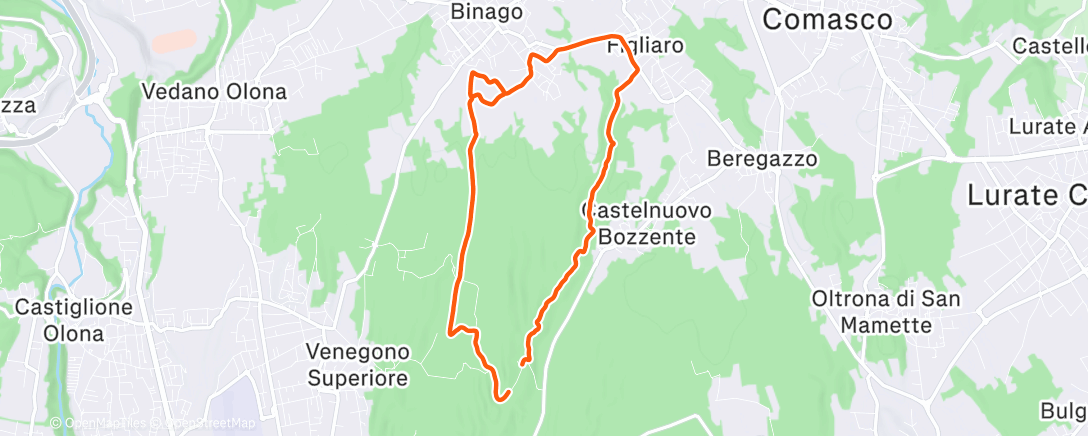 Map of the activity, Sessione di trail running mattutina