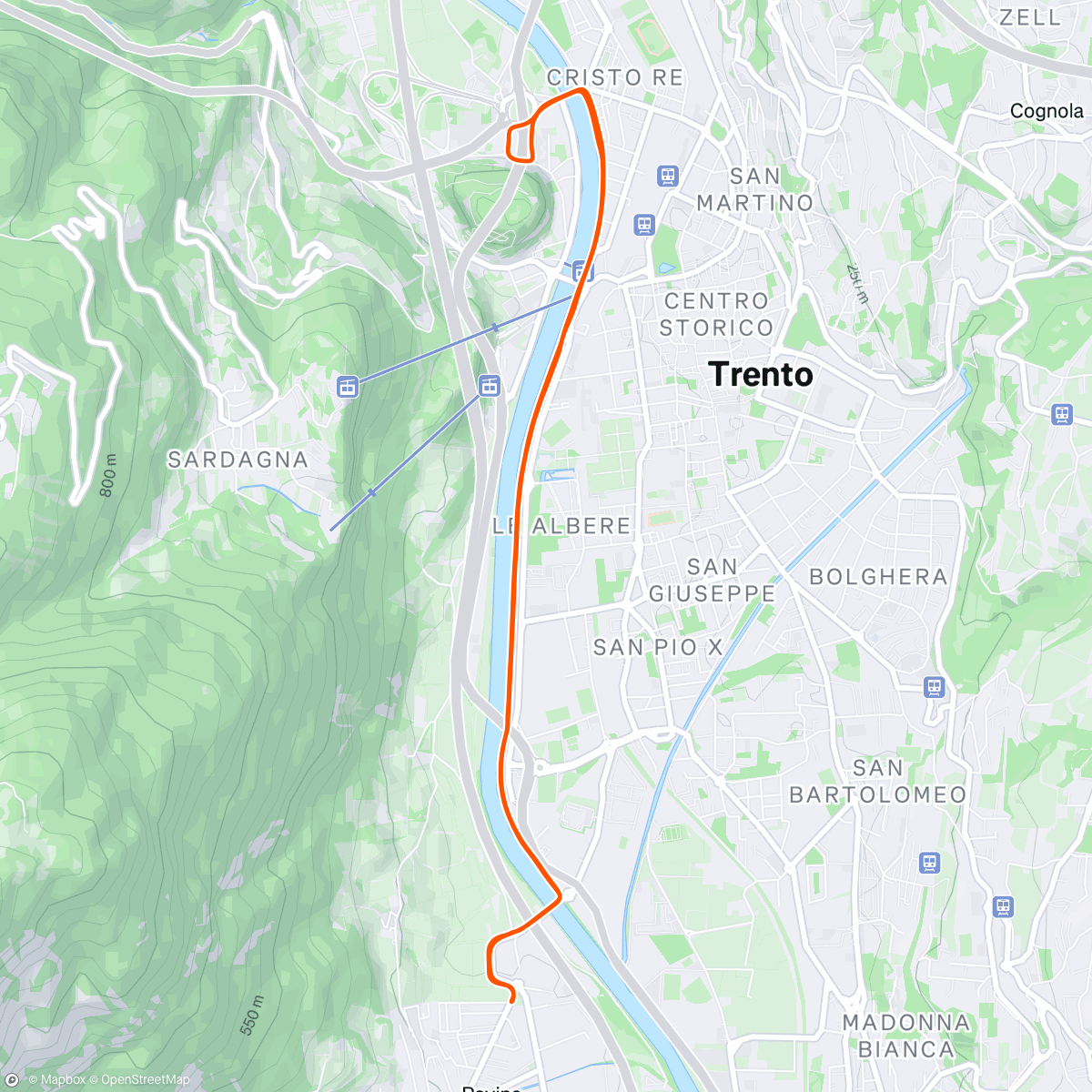 Mapa da atividade, ROUVY - Trento cycleway | Italy