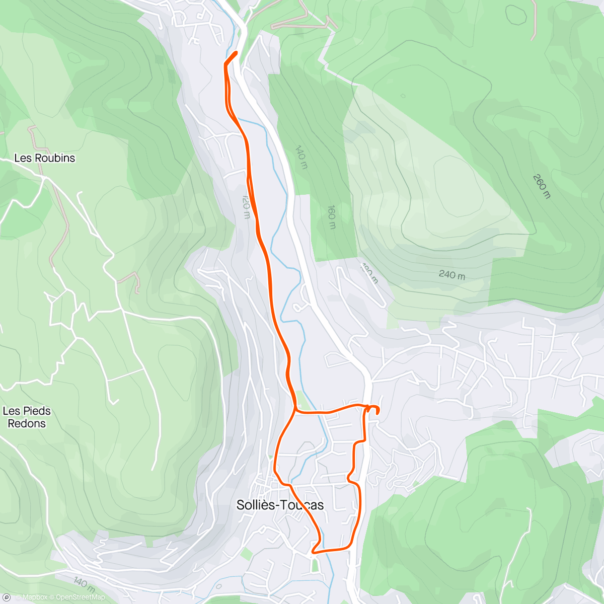Map of the activity, Course à pied dans l'après-midi à SOLIES-TOUCAS