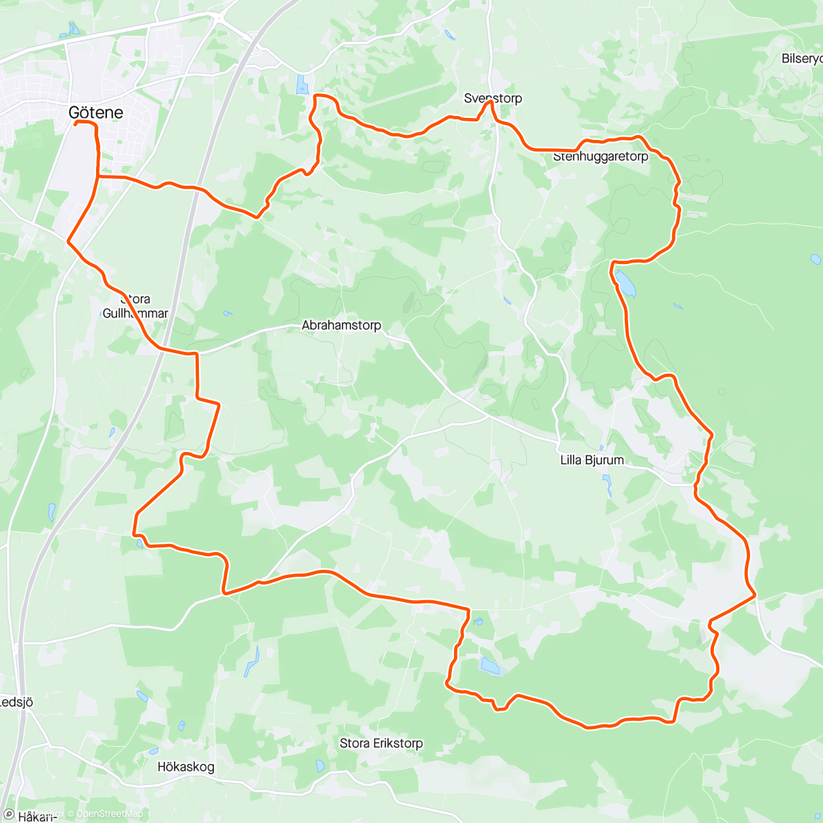 Map of the activity, Götenehus bike AW