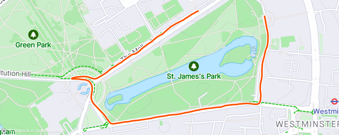 Karte der Aktivität „London Mini Marathon”