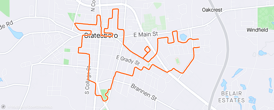 Map of the activity, this was 9.00 miles, strava