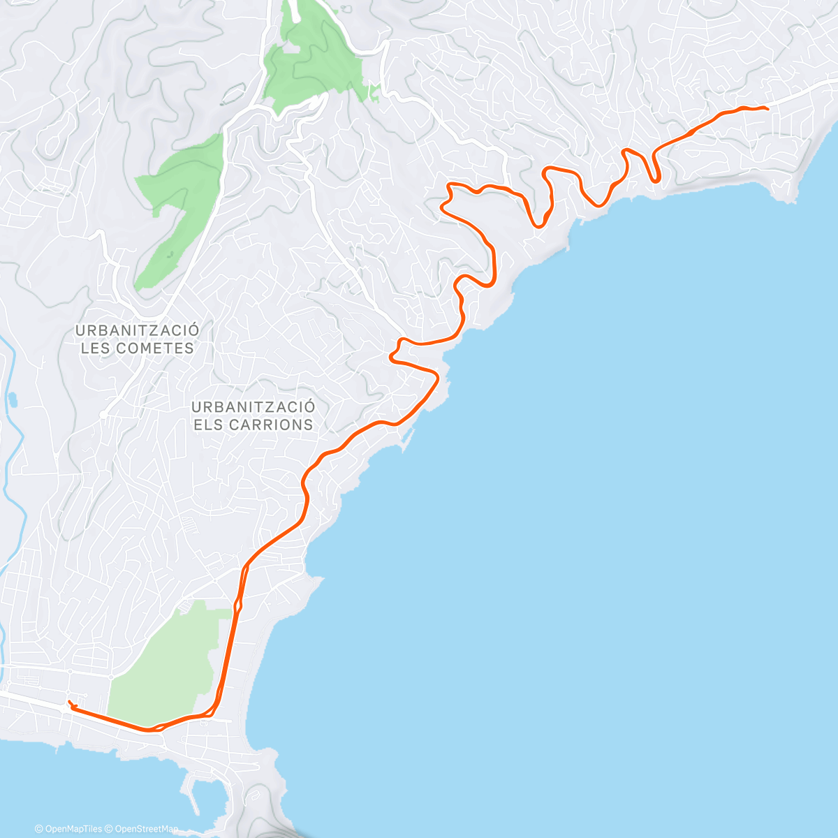 Map of the activity, Cycling
