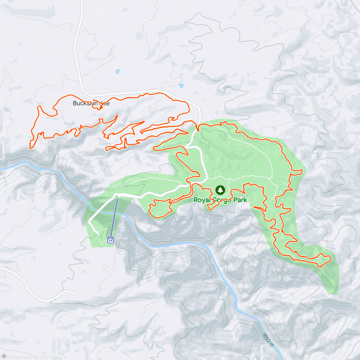 Map of the activity, Royal gorge groove: into the fog!