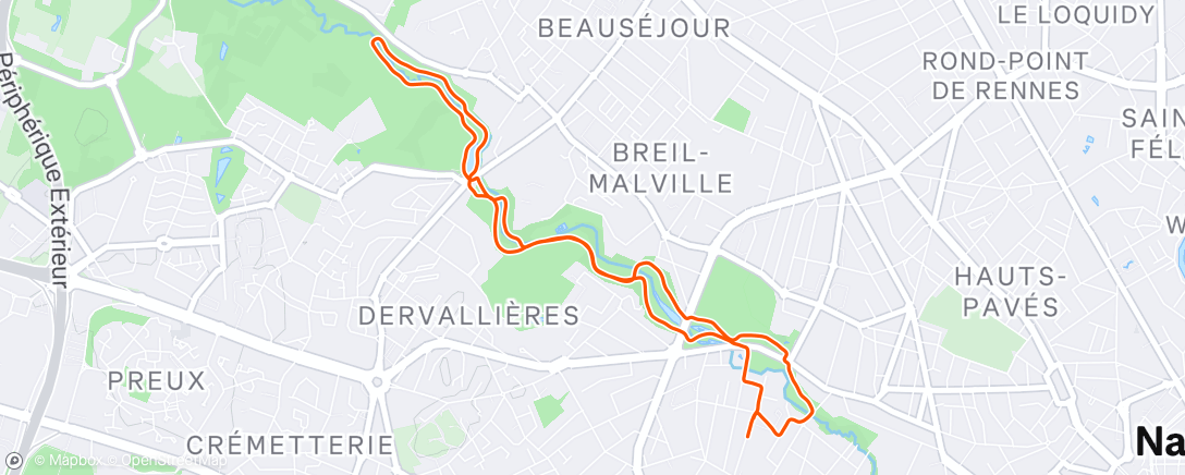 Карта физической активности (Course à pied dans l'après-midi)