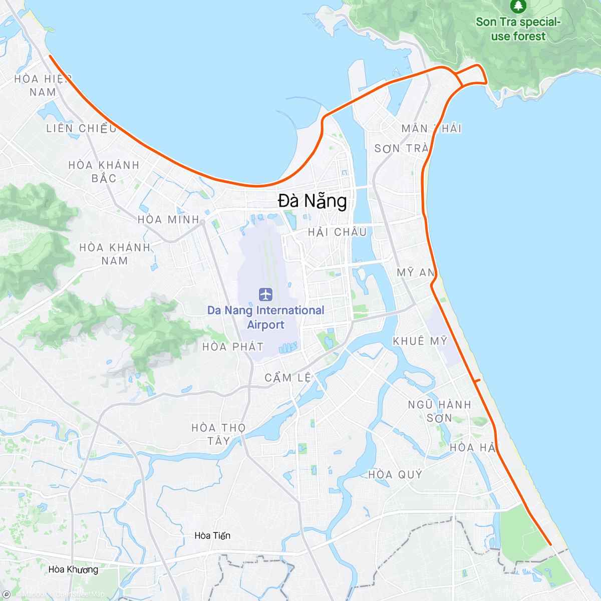 Mapa da atividade, IRONMAN vietnam 2024- Danang- Bike Course