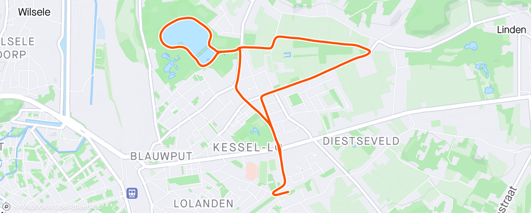 Map of the activity, Post Antwerp 10 miles run