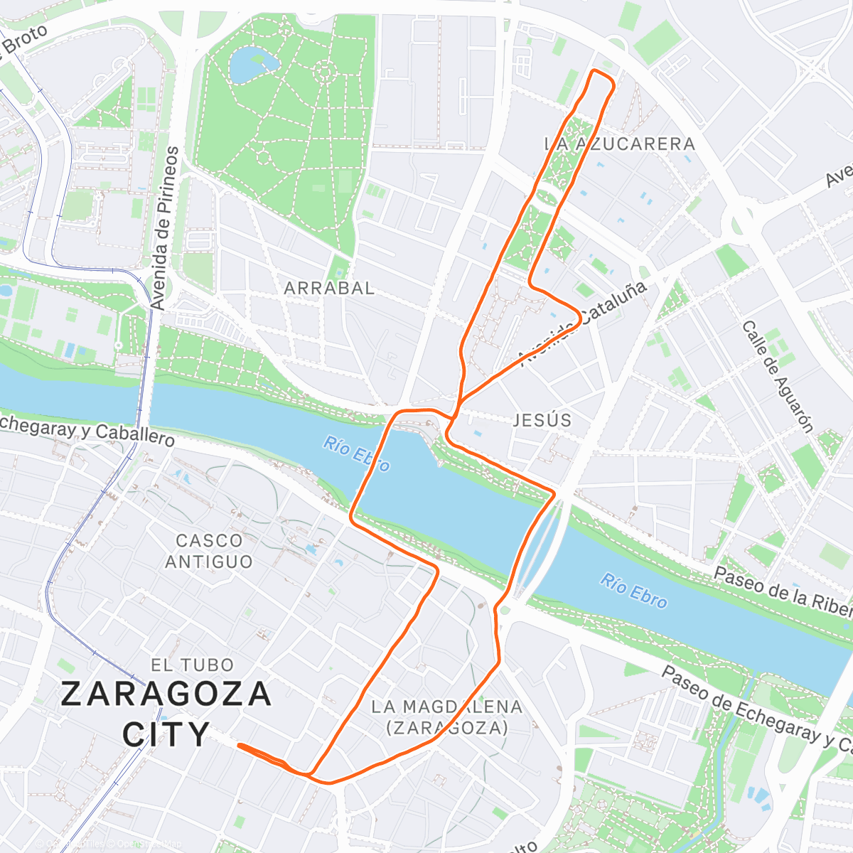 Map of the activity, Carrera de noche