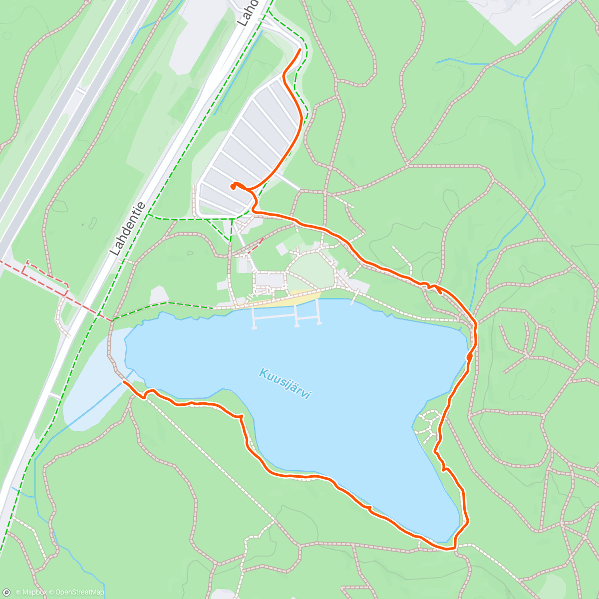 Map of the activity, Afternoon Hike at Kuusijärven Ulkoilualue